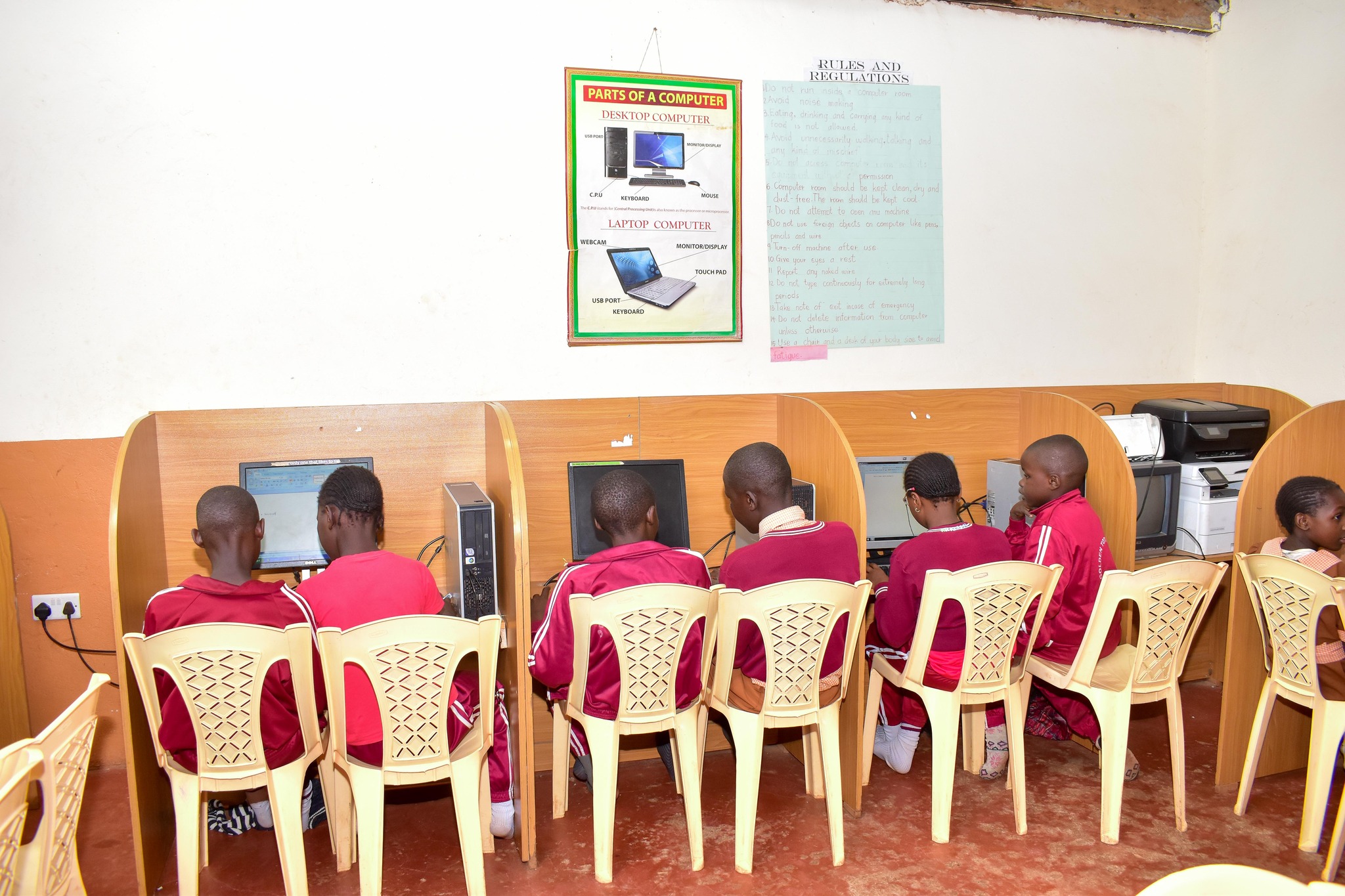 Students learning computers